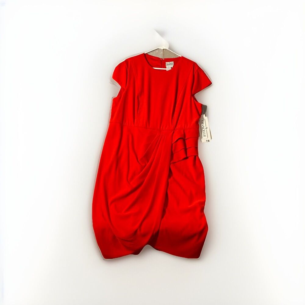 Chancelle Red Dress NWT Womens 16 Pleated Flowing Sleeveless Style 1107